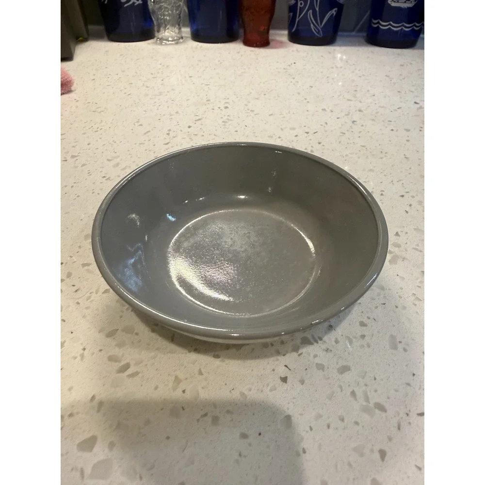 Hazel Atlas Moderntone Gray Rimless Low Berry Bowl 4 3/4